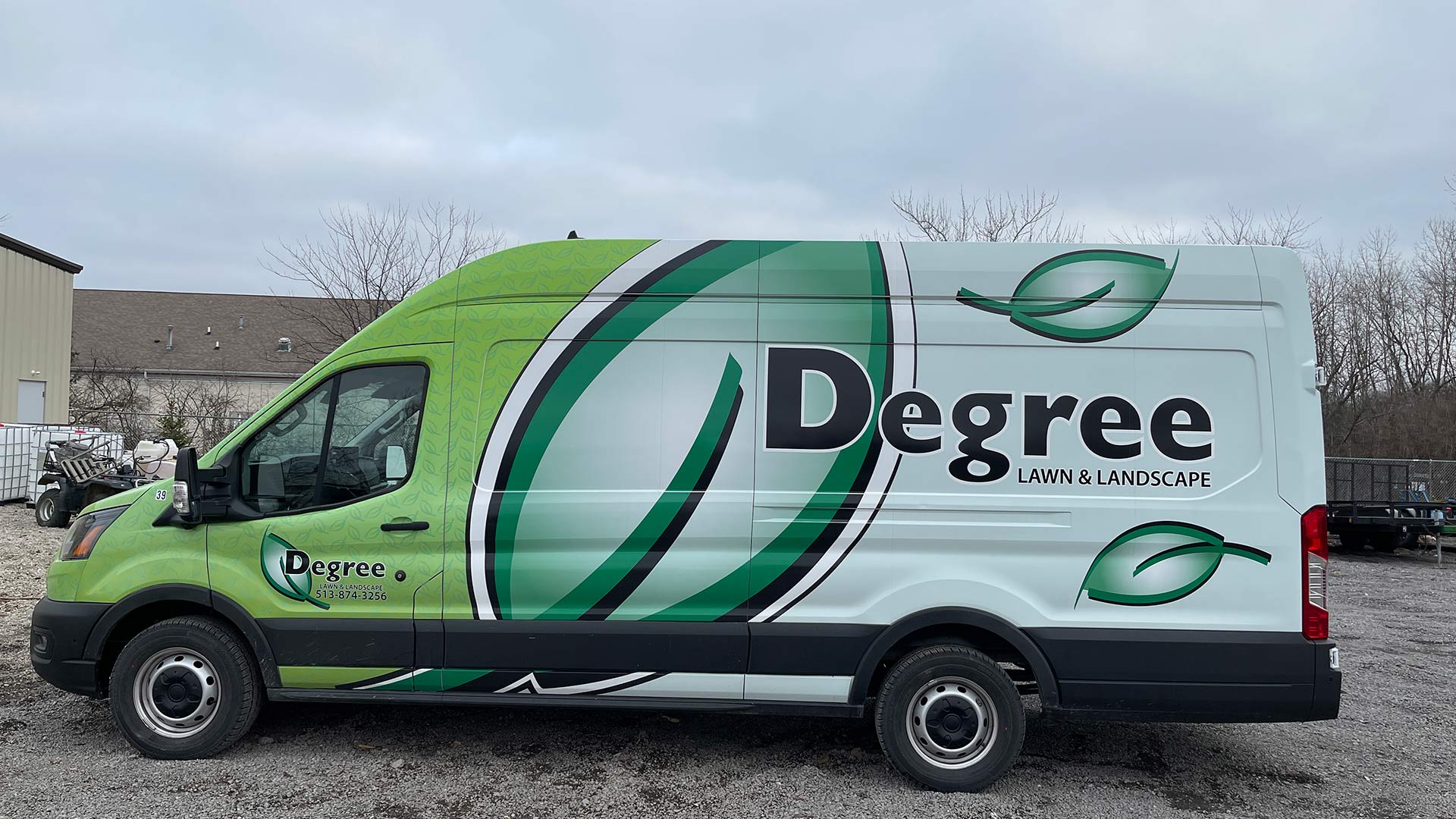 Degree Lawn & Landscape branded truck in Liberty Township, OH.