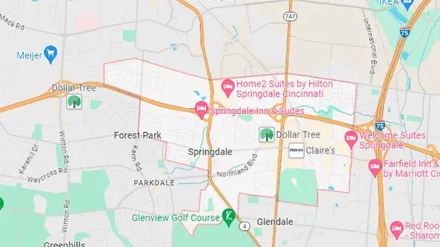 Springdale, Ohio map.