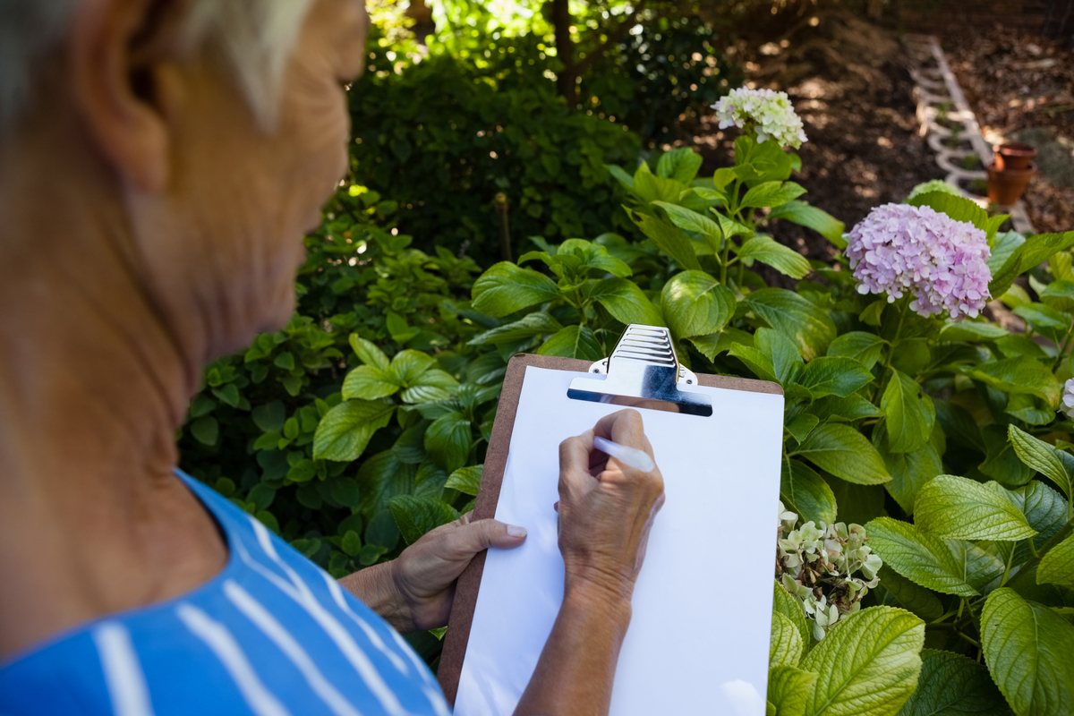 a checklist in a garden